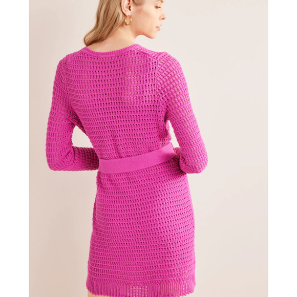 Boden Womens Rose Violet Crochet Knit Dress US Size 10 missing belt and cami - Picture 2 of 8